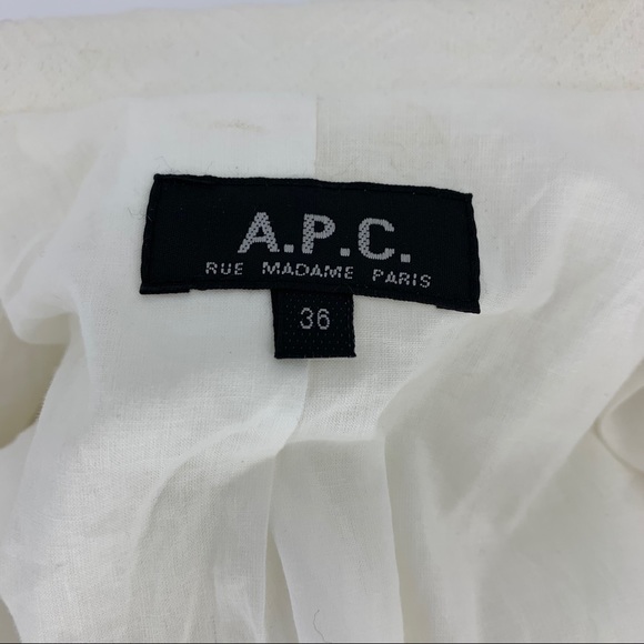 Shopbop A.P.C. White Textured Cotton Cropped Blazer 36 2 4 - Picture 8 of 9